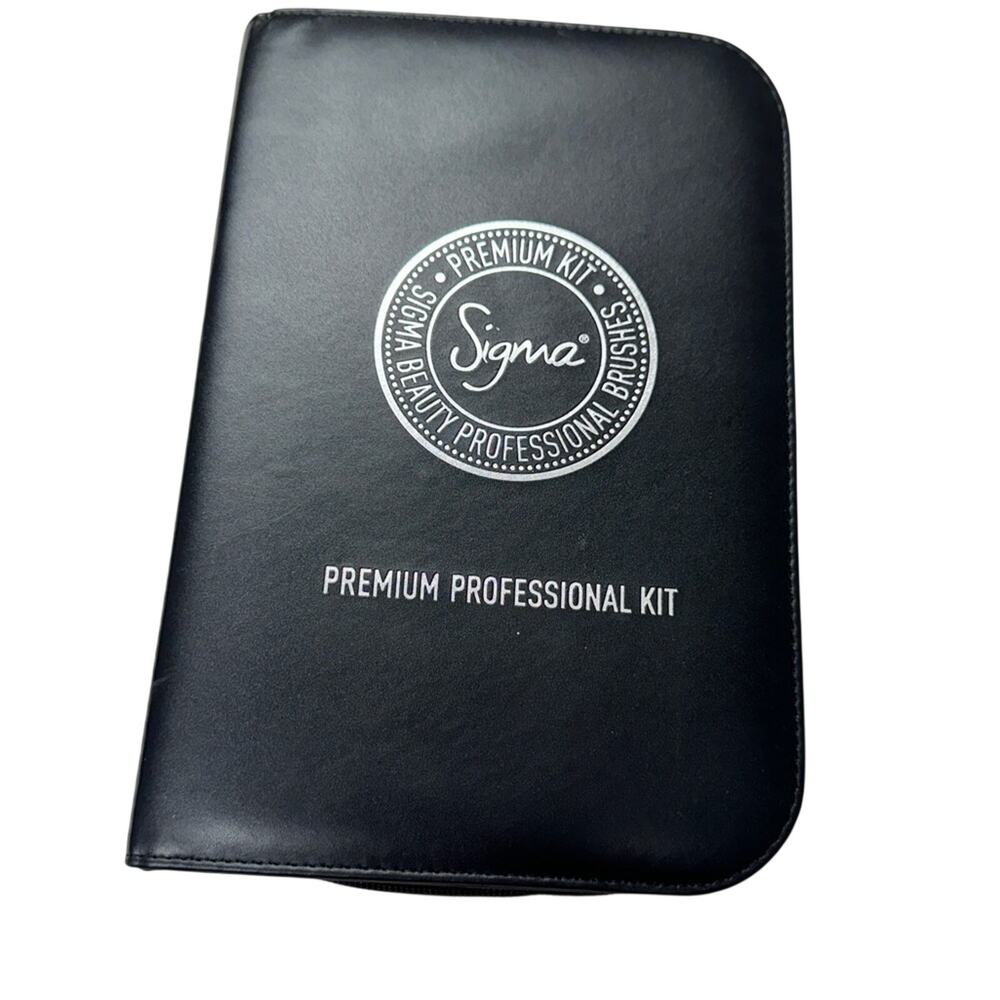Sigma Brushes Black Leather Makeup Brush Travel Case Organizer Holds 15 Brushes